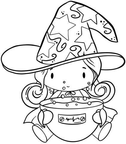 Halloween Witch Girl Coloring Page